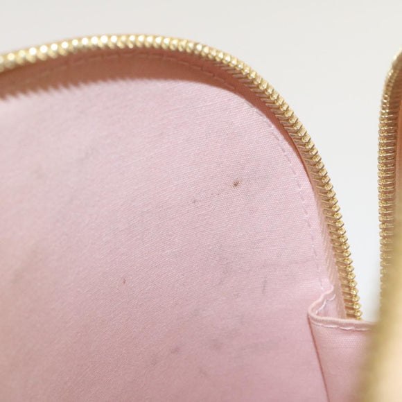 LOUIS VUITTON Vernis Rayures Alma BB Hand Bag 2way Beige Pink M90970 Auth ai678M
