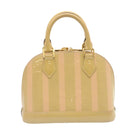 LOUIS VUITTON Vernis Rayures Alma BB Hand Bag 2way Beige Pink M90970 Auth ai678M-2