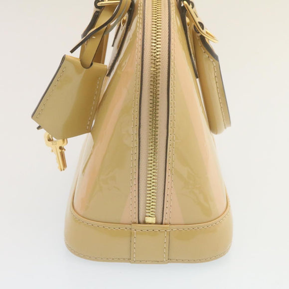 LOUIS VUITTON Vernis Rayures Alma BB Hand Bag 2way Beige Pink M90970 Auth ai678M