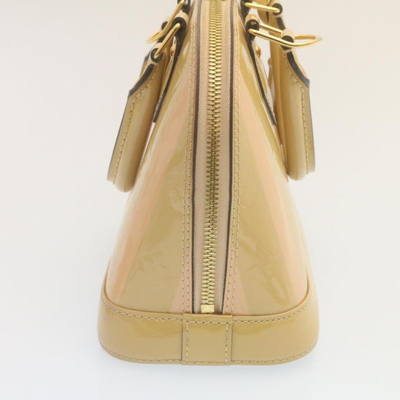 LOUIS VUITTON Vernis Rayures Alma BB Hand Bag 2way Beige Pink M90970 Auth ai678M