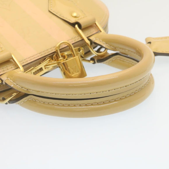 LOUIS VUITTON Vernis Rayures Alma BB Hand Bag 2way Beige Pink M90970 Auth ai678M