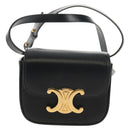 CELINE Mini Triomphe Shoulder Bag Leather Black Gold Auth TR156-1