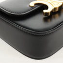 CELINE Mini Triomphe Shoulder Bag Leather Black Gold Auth TR156-10