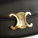 CELINE Mini Triomphe Shoulder Bag Leather Black Gold Auth TR156-14