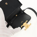 CELINE Mini Triomphe Shoulder Bag Leather Black Gold Auth TR156-15