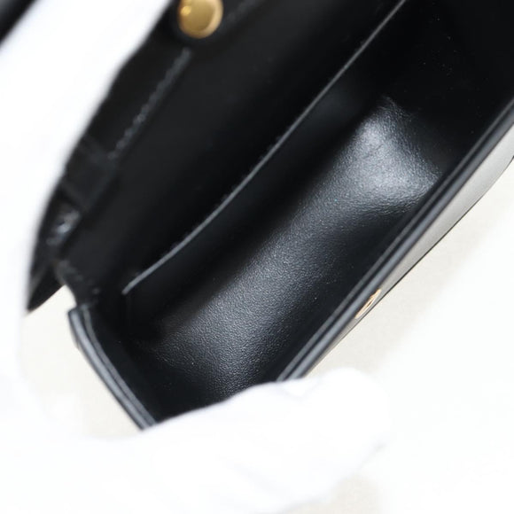 CELINE Mini Triomphe Shoulder Bag Leather Black Gold Auth TR156