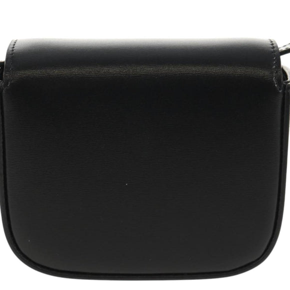 CELINE Mini Triomphe Shoulder Bag Leather Black Gold Auth TR156