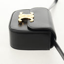CELINE Mini Triomphe Shoulder Bag Leather Black Gold Auth TR156-4