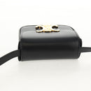 CELINE Mini Triomphe Shoulder Bag Leather Black Gold Auth TR156-5