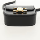 CELINE Mini Triomphe Shoulder Bag Leather Black Gold Auth TR156-9