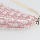 Christian Dior Trotter Canvas Saddle Pouch PVC Pink Silver Auth TR77-10