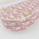 Christian Dior Trotter Canvas Saddle Pouch PVC Pink Silver Auth TR77-11