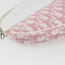 Christian Dior Trotter Canvas Saddle Pouch PVC Pink Silver Auth TR77-13
