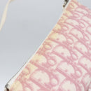 Christian Dior Trotter Canvas Saddle Pouch PVC Pink Silver Auth TR77-14