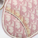 Christian Dior Trotter Canvas Saddle Pouch PVC Pink Silver Auth TR77-16