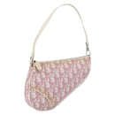 Christian Dior Trotter Canvas Saddle Pouch PVC Pink Silver Auth TR77-1