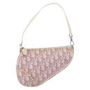 Christian Dior Trotter Canvas Saddle Pouch PVC Pink Silver Auth TR77-2