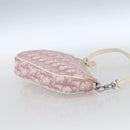 Christian Dior Trotter Canvas Saddle Pouch PVC Pink Silver Auth TR77-4