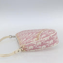 Christian Dior Trotter Canvas Saddle Pouch PVC Pink Silver Auth TR77-5