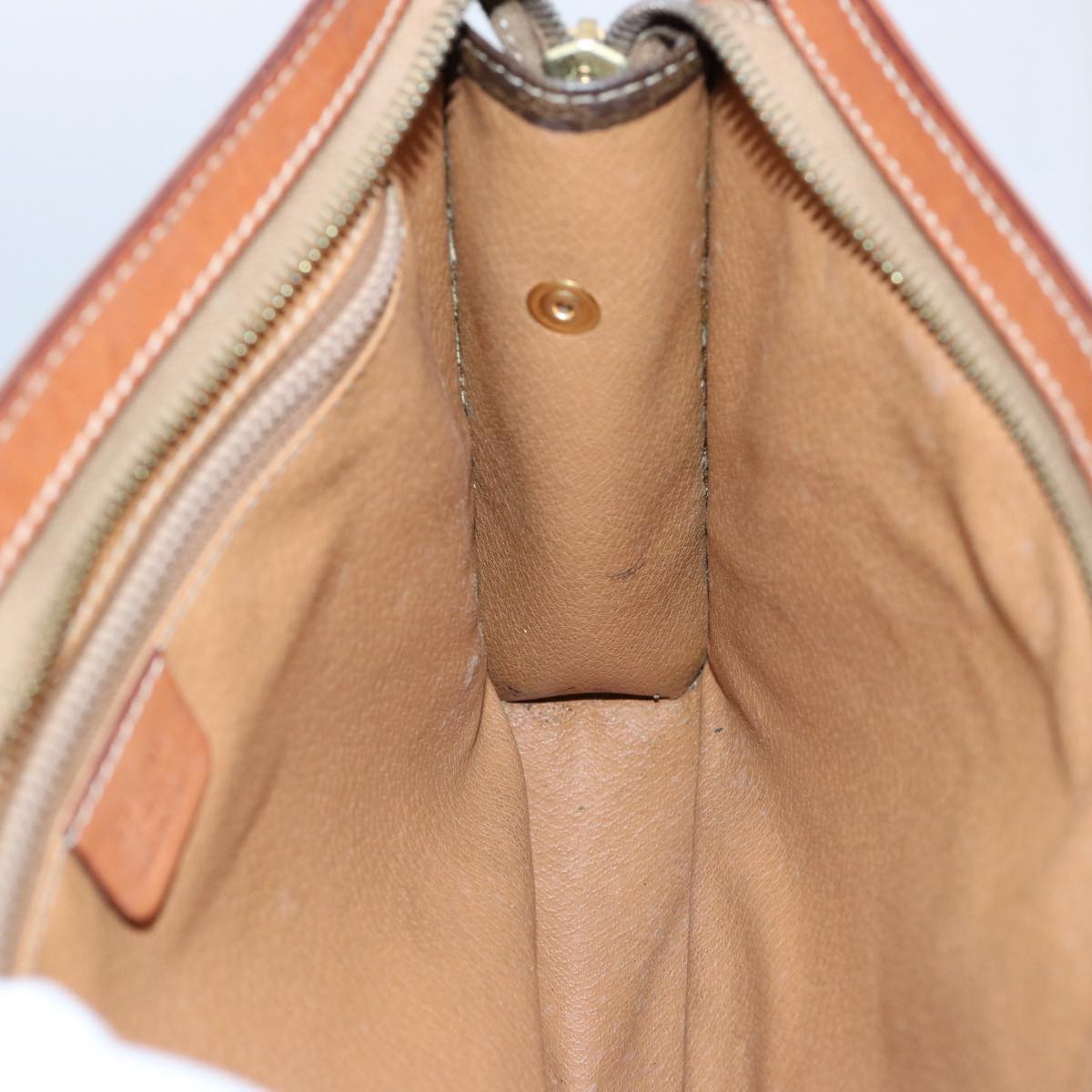 CELINE Macadam Canvas Clutch Bag PVC Leather Brown Auth uy149