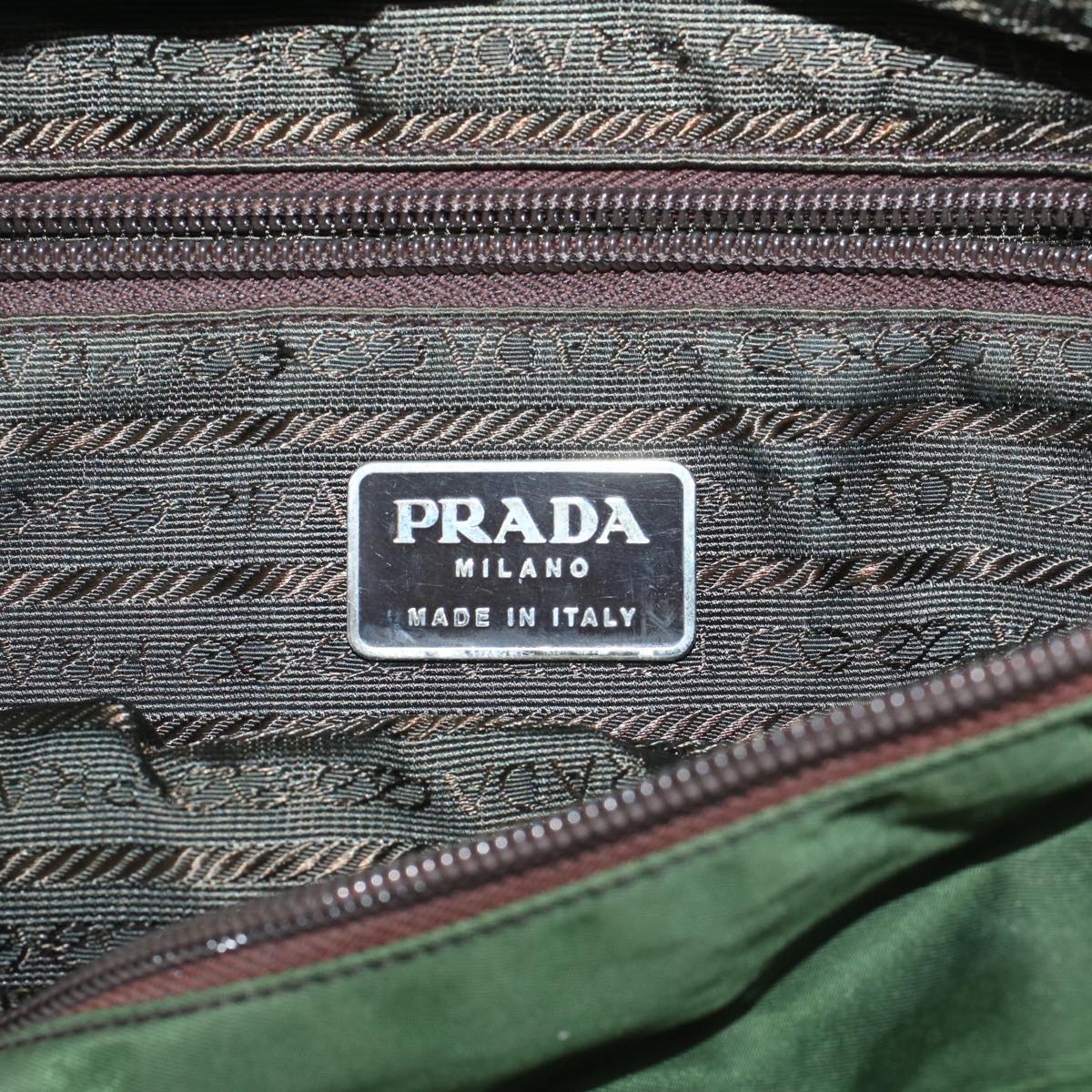 PRADA Hand Bag Nylon Green Auth yb254