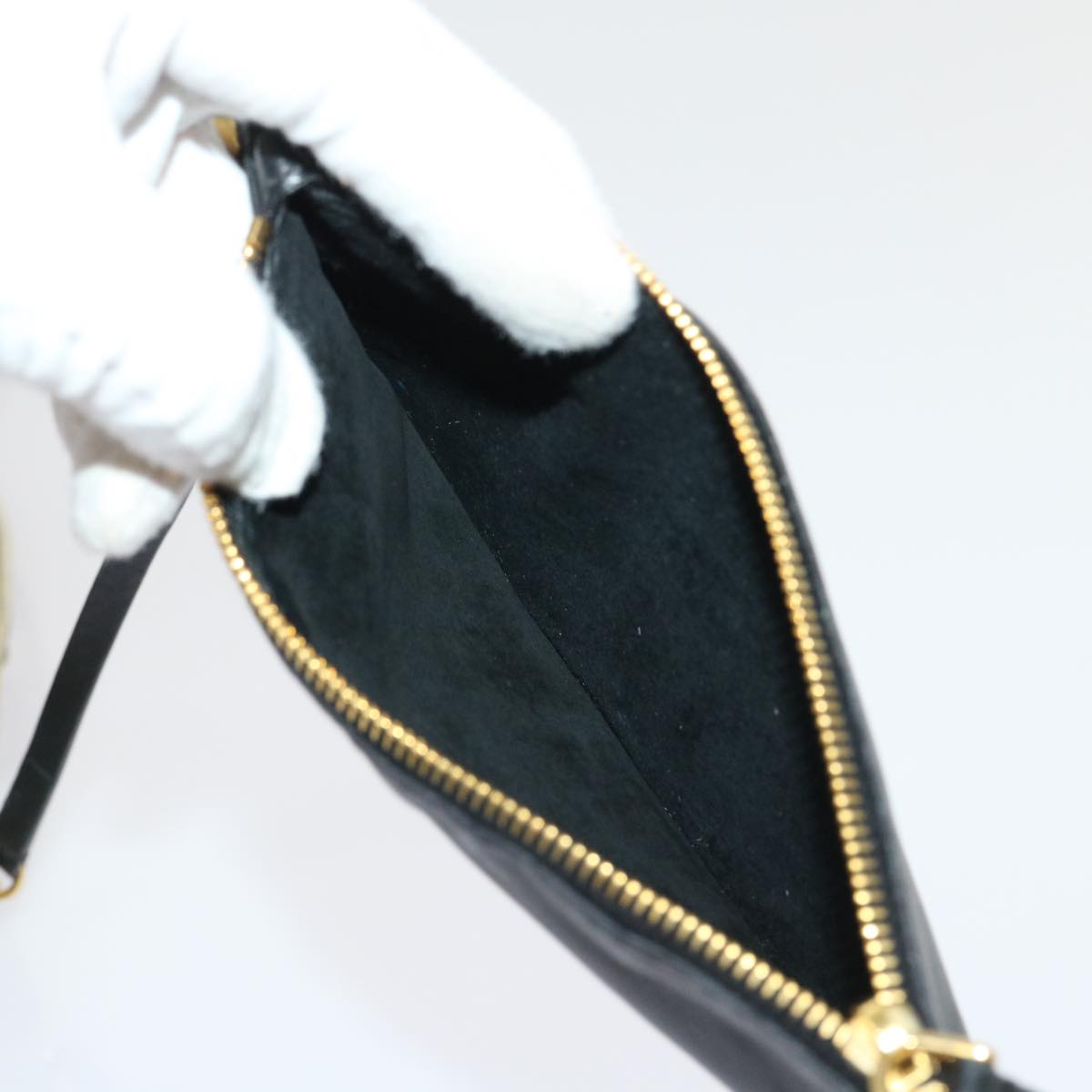 Miu Miu Shoulder Bag Nylon Leather Black Auth yb323