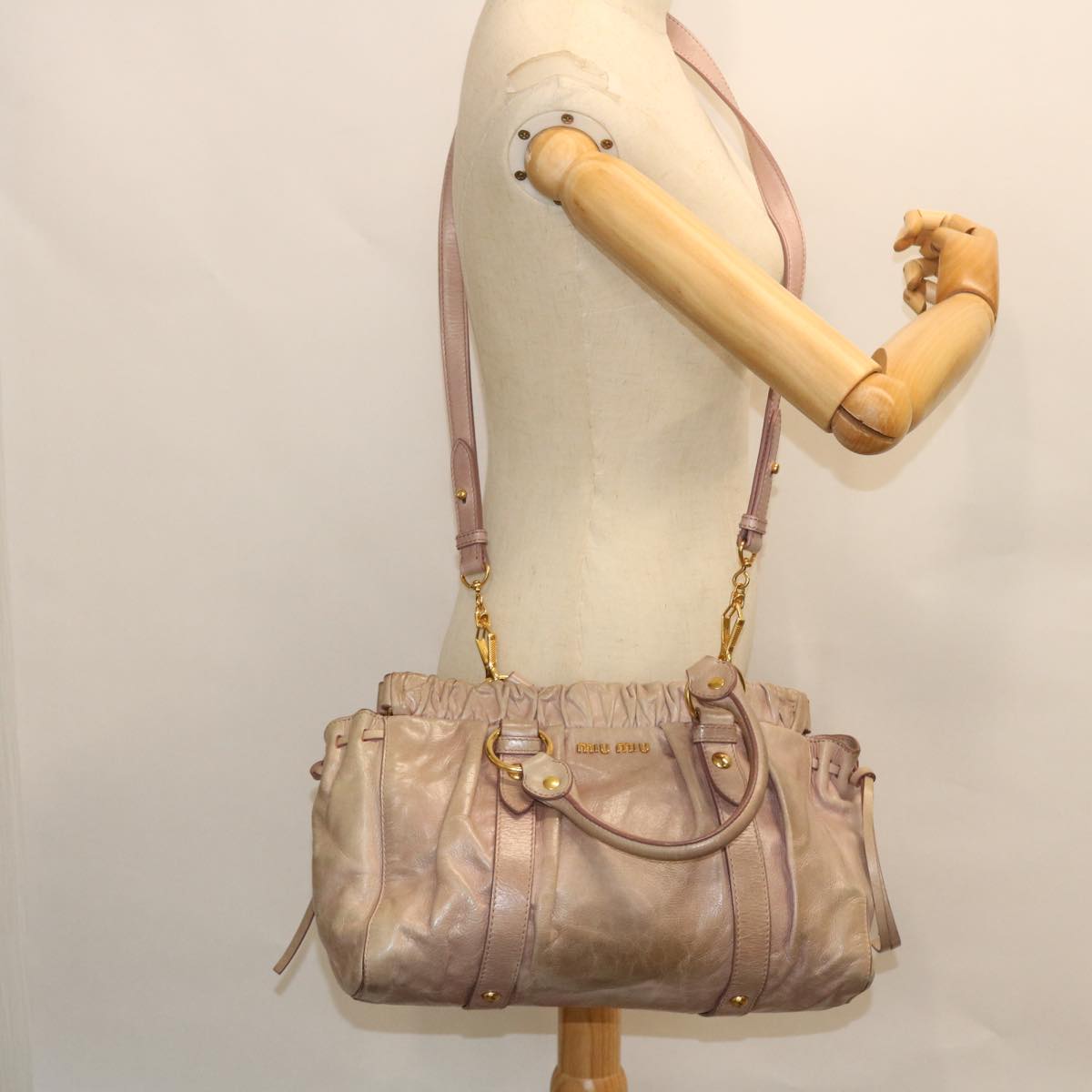 Miu Miu Hand Bag Leather 2way Pink Auth yb347
