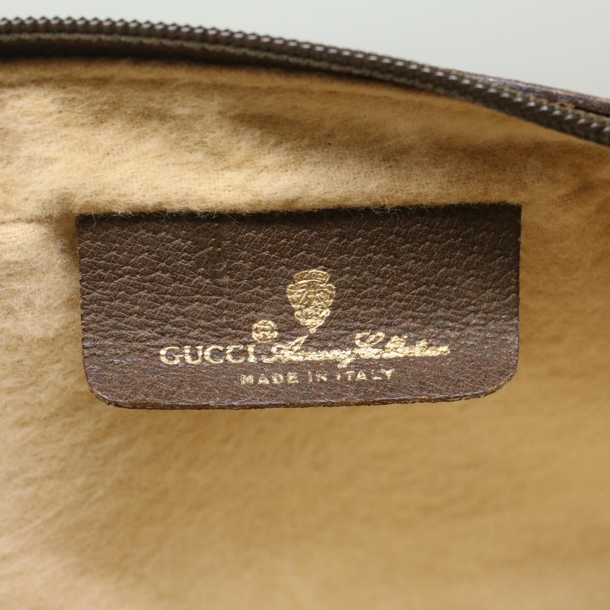 GUCCI GG Canvas Clutch Bag PVC Leather Beige Auth yb355