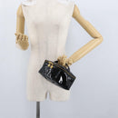 CHANEL Vanity Cosmetic Pouch Patent leather Black CC Auth yb378-25