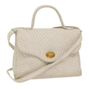 BALLY Quilted Hand Bag Leather 2way White Auth yb388-1