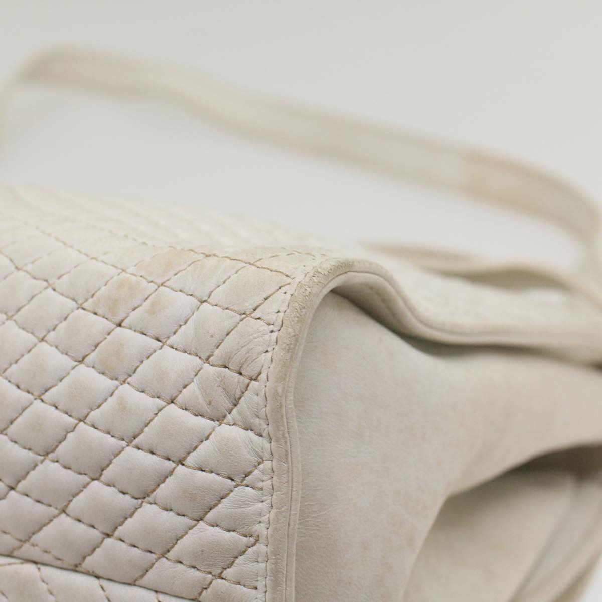 BALLY Quilted Hand Bag Leather 2way White Auth yb388