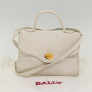 BALLY Quilted Hand Bag Leather 2way White Auth yb388-12