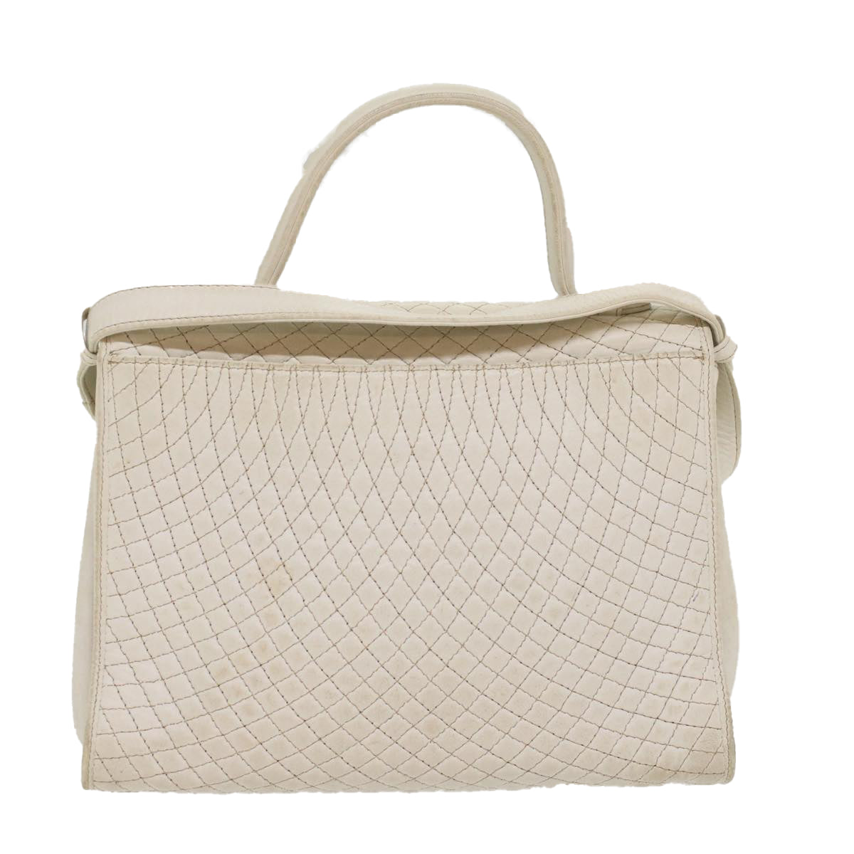 BALLY Quilted Hand Bag Leather 2way White Auth yb388 - 0