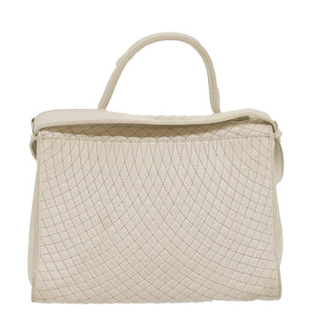 BALLY Quilted Hand Bag Leather 2way White Auth yb388 - 0