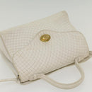 BALLY Quilted Hand Bag Leather 2way White Auth yb388-6