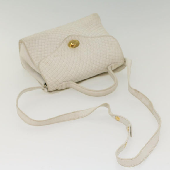 BALLY Quilted Hand Bag Leather 2way White Auth yb388