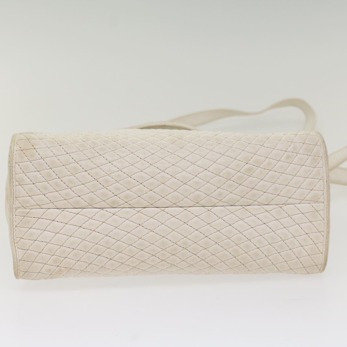 BALLY Quilted Hand Bag Leather 2way White Auth yb388