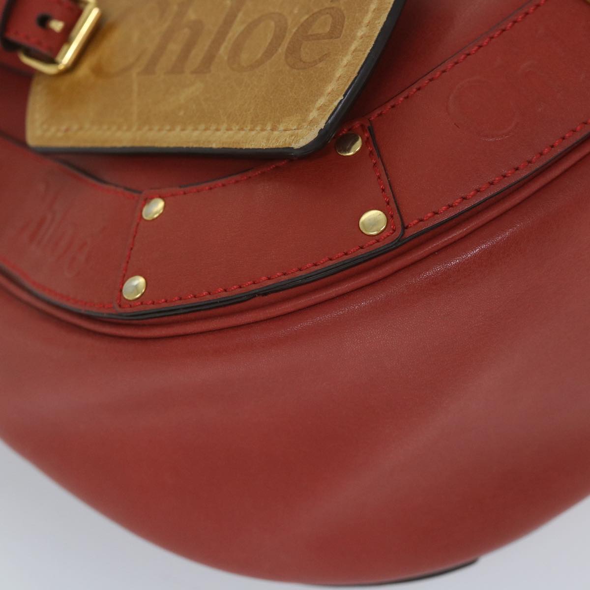 Chloe Eden Shoulder Bag Leather Red Auth yb404