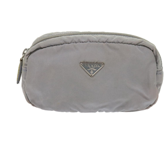 PRADA Pouch Nylon Gray Auth yb446