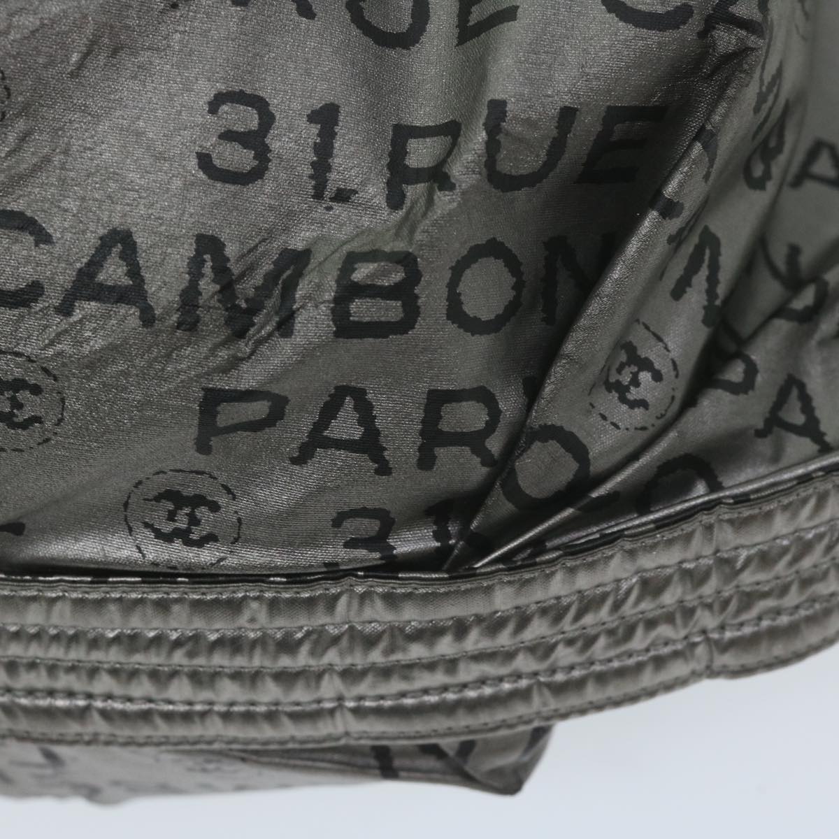 CHANEL Unlimited Shoulder Bag Nylon Silver CC Auth yb449