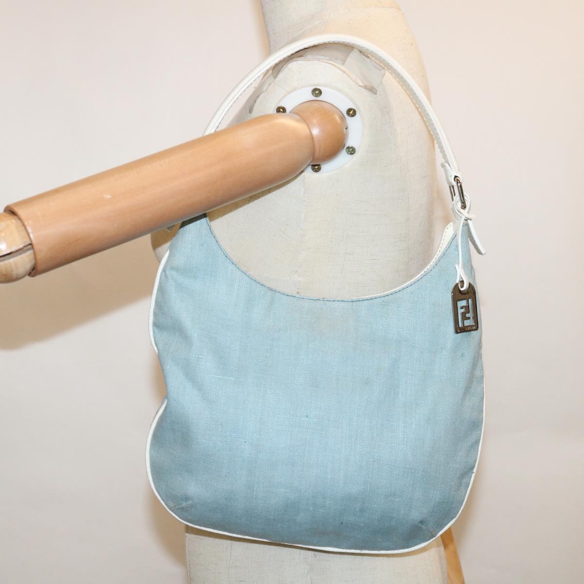 FENDI Shoulder Bag Canvas Light Blue Auth yb467