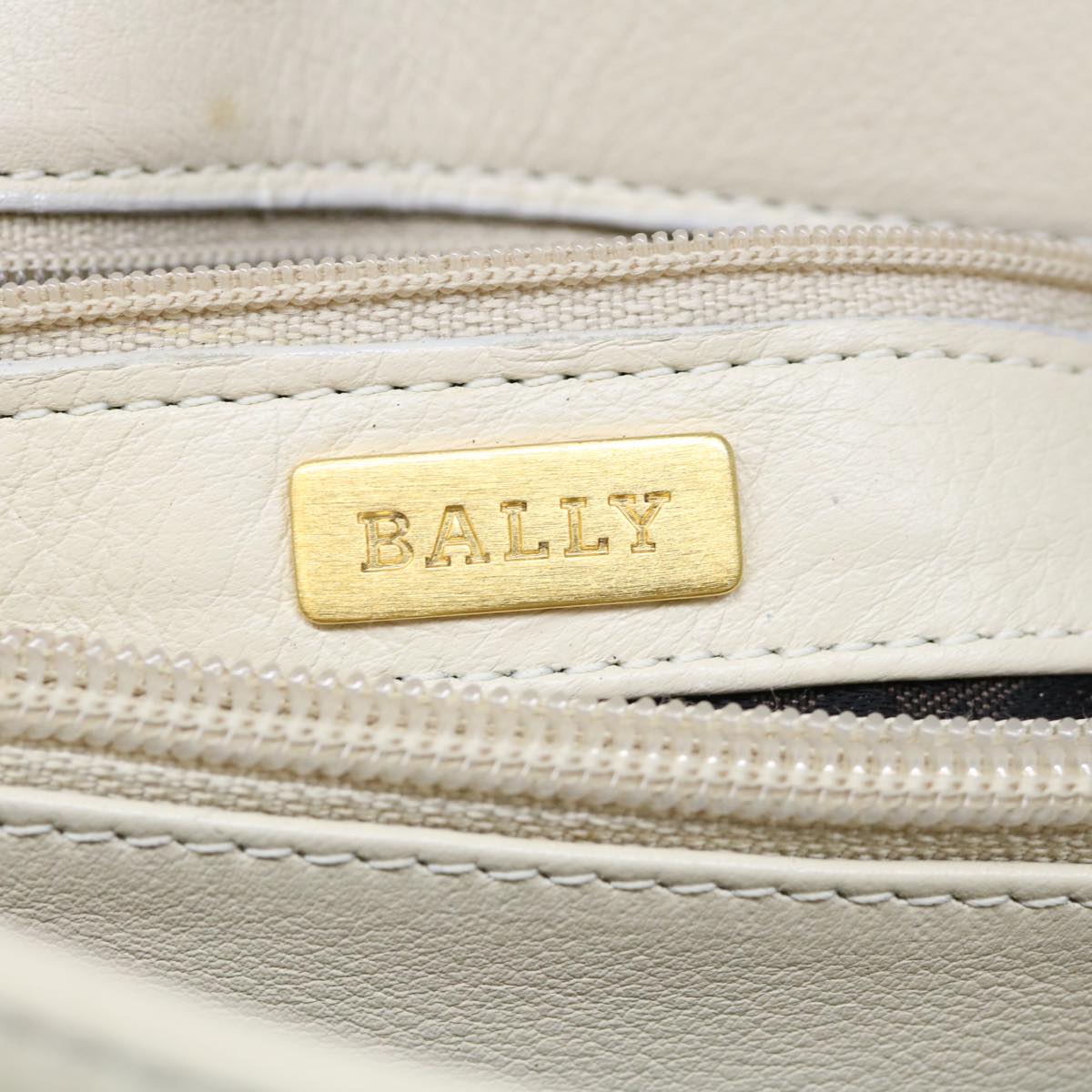 BALLY Shoulder Bag Leather Beige Auth yb485