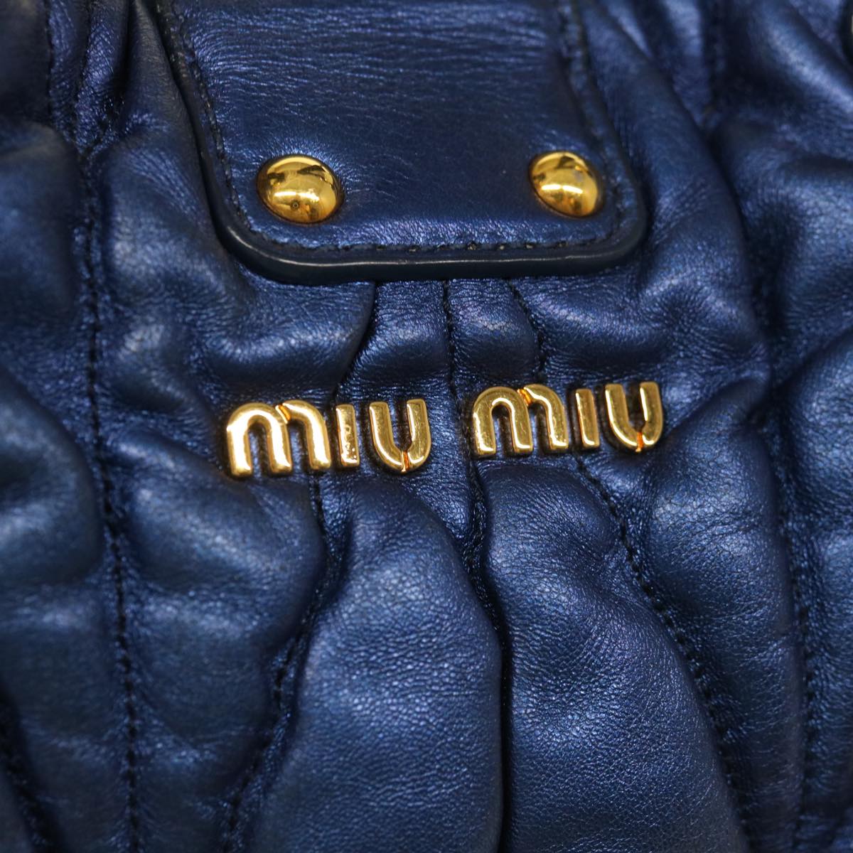 Miu Miu Materasse Shoulder Bag Leather 2way Blue Auth yb492