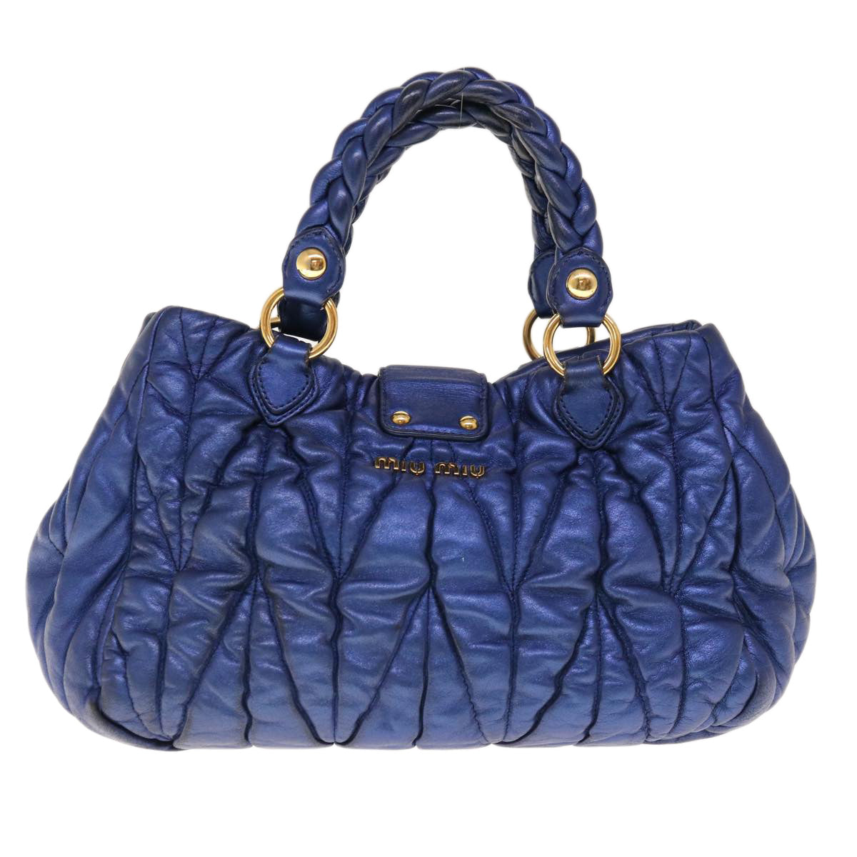 Miu Miu Materasse Shoulder Bag Leather 2way Blue Auth yb492