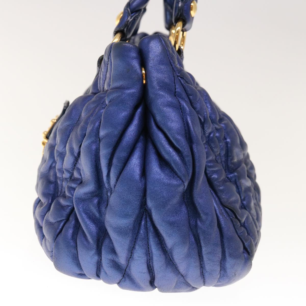 Miu Miu Materasse Shoulder Bag Leather 2way Blue Auth yb492