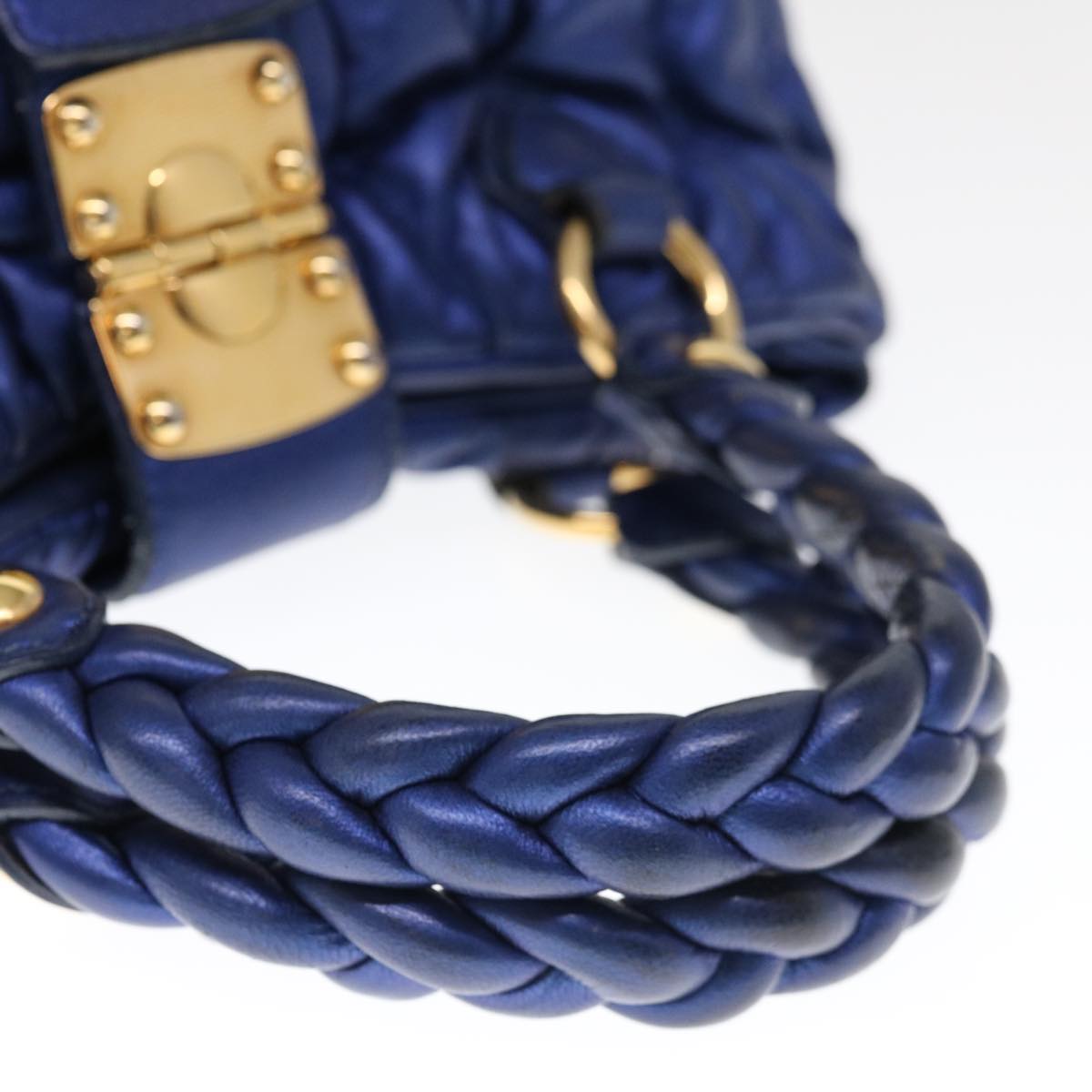 Miu Miu Materasse Shoulder Bag Leather 2way Blue Auth yb492