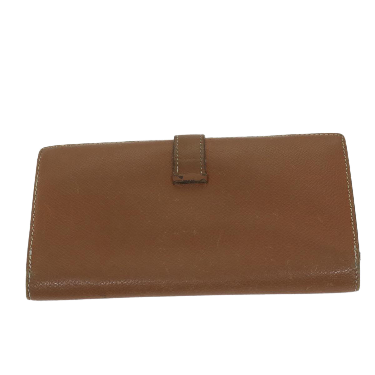 HERMES Wallet Leather 2Set Brown Orange Auth yb496