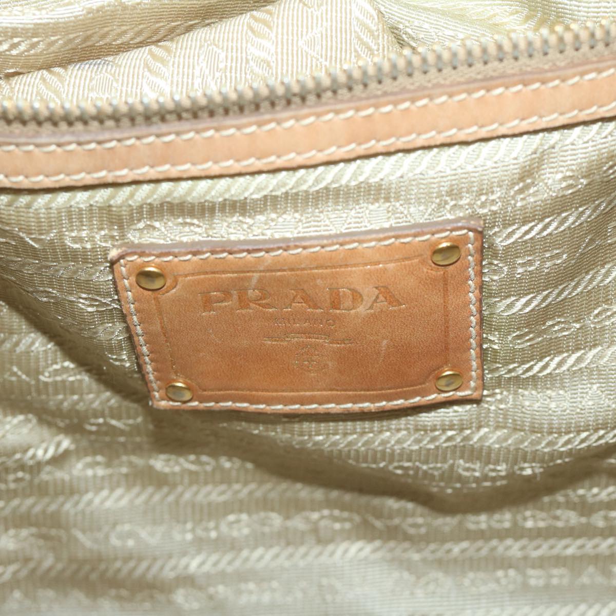 PRADA Hand Bag Canvas 2way Beige Auth yb499