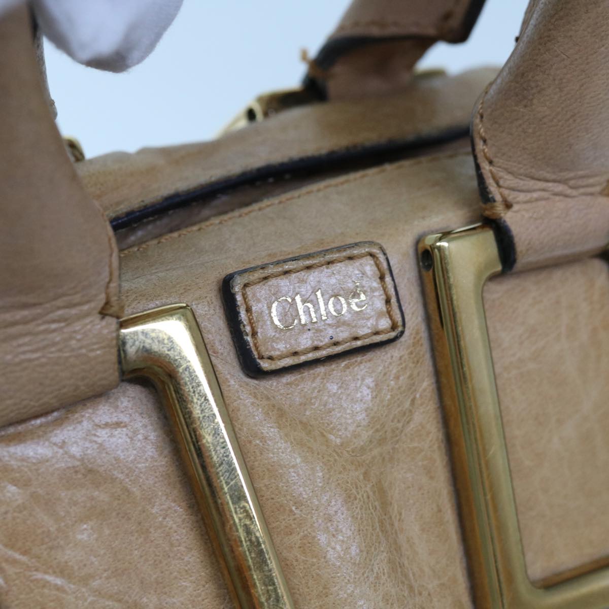 Chloe Etel Shoulder Bag Leather 2way Beige Auth yb501