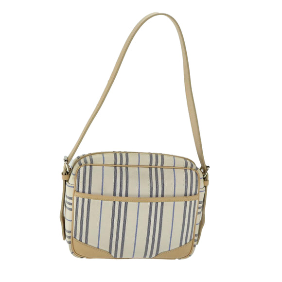 BURBERRY Nova Check Shoulder Bag Canvas Beige Auth yb507